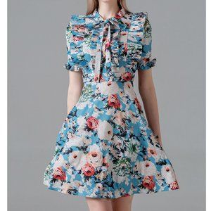 NWOT Floral Dress with Ruffles and Bow Sweet & Unique